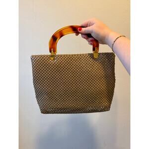Vintage Style Metal Mesh Handbag Tortoise Handle Mod Purse